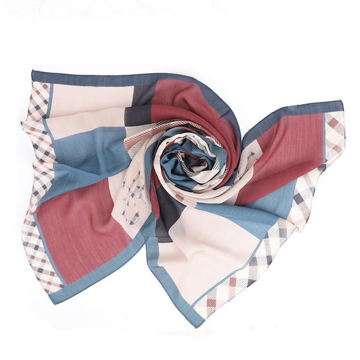 桑蚕丝+羊毛印花长围巾(WXWD17010) 商品图1