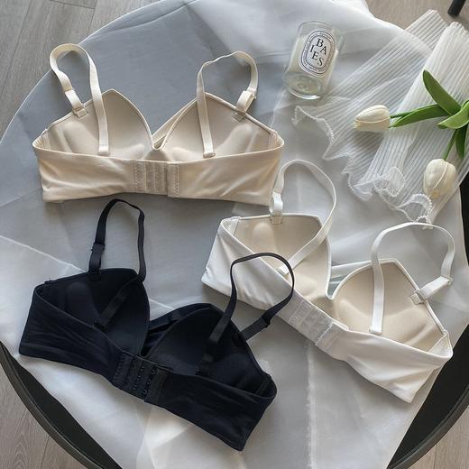 【甜美风内衣 小胸聚拢心动款！】新款爱心褶皱白色内衣套装女小胸聚拢无钢圈文胸罩性感纯欲美背无痕显大告别空杯烦恼 商品图3