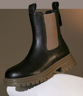 百货世界-百思图-牛皮革女皮靴