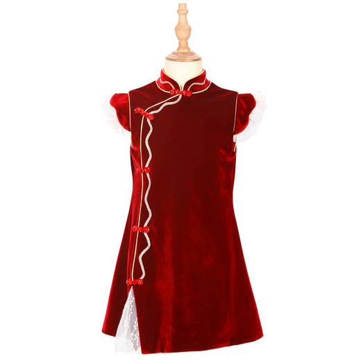 小嫒記女童中式过年服冬季中式中国风儿童汉服唐装拜年服-意欢 商品图4