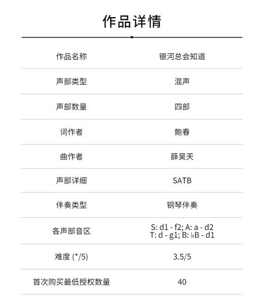 银河总会知道（薛昊天 曲）混声四部和钢琴 正版合唱乐谱「本作品已支持自助发谱 首次下单请注册会员 详询客服」 商品图1