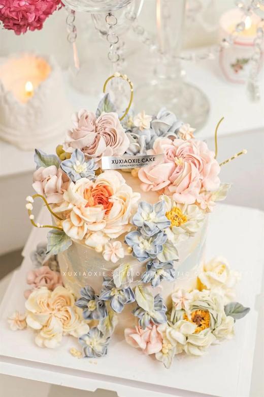 【国风花意】奶油霜裱花｜自然系韩式裱花（默认火芒夹心） 商品图1