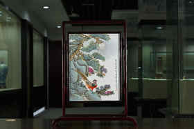 粉彩明月松间照插屏