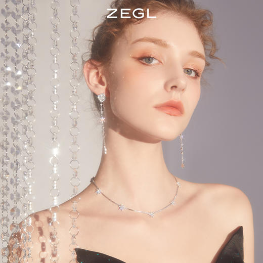 ZEGL设计师雪花流苏耳环女小众设计感高级长款耳钉银针秋冬耳饰品 商品图2