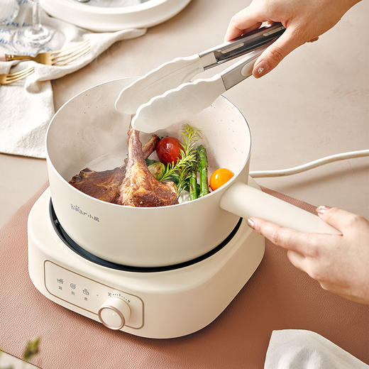 【小程序】小熊电煮锅多功能锅 学生宿舍电火锅蒸煮煎炒锅泡面锅 配蒸笼 430蒸笼 米黄色 DHG-D25D1 商品图6