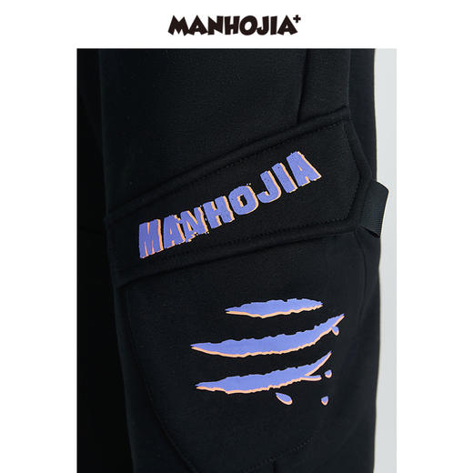 马拉丁潮牌漫画家童装裤子冬季新品立体斜向大口袋抓痕印花工装裤 商品图3