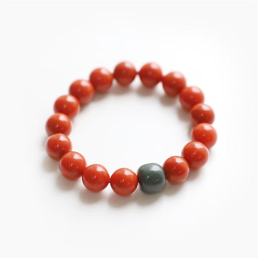 米马饰物  九口凉山料天然无染色柿子红满肉赤玉手串 商品图4