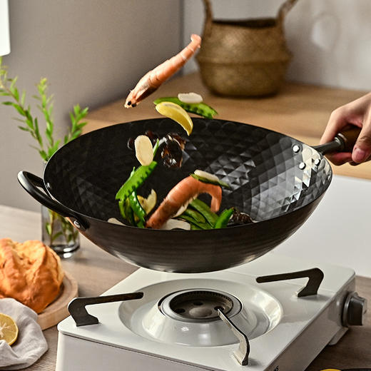 神田铁神2代窒化钻石纹铁锅家用炒锅30CM/33CM 商品图1