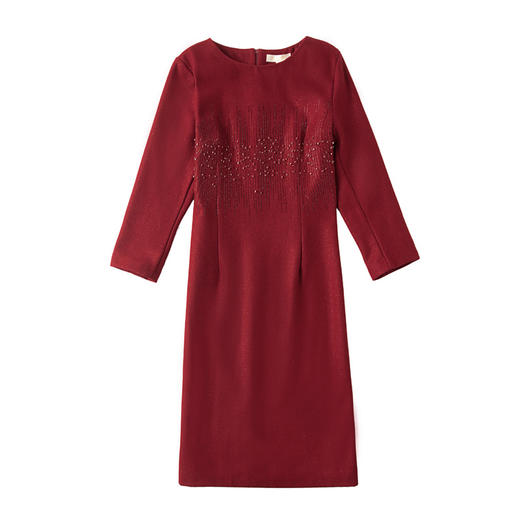 JC-6306婚礼礼服重工钉珠修身加厚毛呢连衣裙婆婆婚宴高贵洋气裙子 商品图3