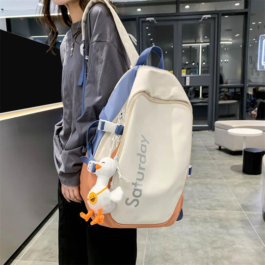 【大容量双肩包】书包女ins韩版初高中学生森系撞色背包大学生情侣双肩包日系潮。ry 商品图2