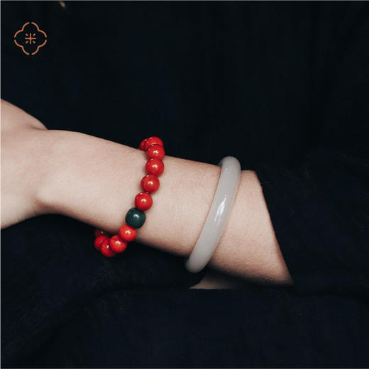 米马饰物  九口凉山料天然无染色柿子红满肉赤玉手串 商品图3