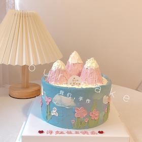 富士山粉蓝色蛋糕-低糖处理无添加