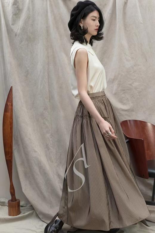 Ashlyn 铜金色grace条纹丝绒抽褶半裙 商品图10