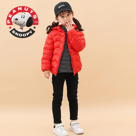 JX-外套 史努比儿童棉衣轻薄款2022新款秋冬装男女童连帽短款轻薄休闲外套 商品图4