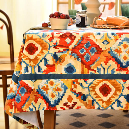 维米尔的阳光系列长方形桌布节日氛围棉质桌布 商品图3
