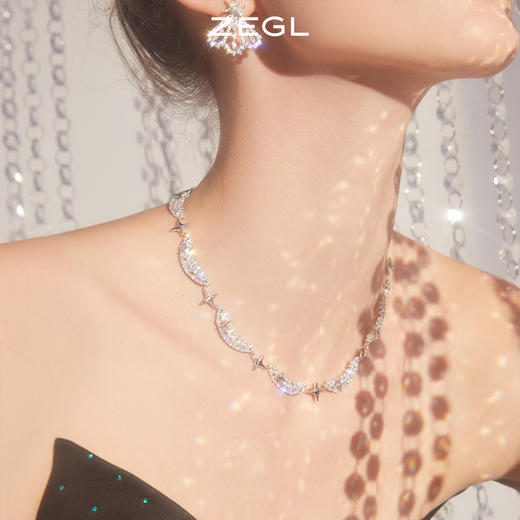 ZEGL设计师星月项链女轻奢小众高级设计感锁骨链手链耳环耳饰套装 商品图3