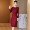 JC-6306婚礼礼服重工钉珠修身加厚毛呢连衣裙婆婆婚宴高贵洋气裙子 商品缩略图0