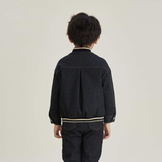 谜底童装22冬季新款简约食梦兽休闲百搭中款牛仔外套男B1DKW0603 商品图2