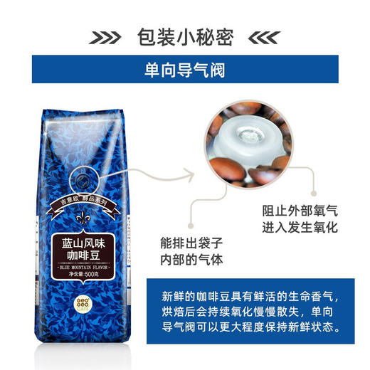 吉意欧GEO醇品系列蓝山风味咖啡豆500g 精选阿拉比卡 中度烘培 纯黑咖啡 商品图0