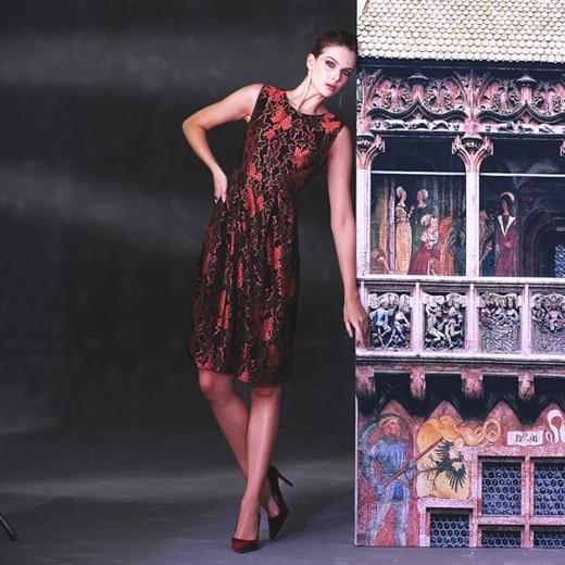 【伯妮斯茵】3S6262--橙色连衣裙--黄金屋顶的爱情--《因汉而生--哥特》 商品图0