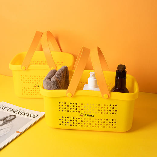 「大小两款可选」黄鸭款手提式沐浴篮 置物篮收纳整理卫生间洗浴沐浴室家用洗澡篮 商品图3