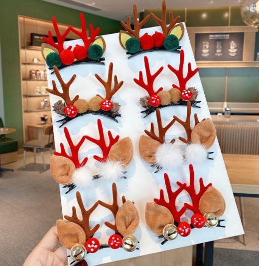 【森系圣诞 鹿角发夹】圣诞鹿角发夹2对（两个颜色各一对） 商品图4