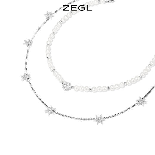 ZEGL设计师巴洛克人造珍珠叠戴项链女生轻奢小众高级感雪花锁骨链 商品图1