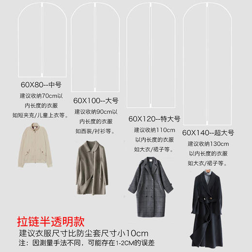 衣服防尘罩 挂衣袋透明大衣防尘袋 衣罩 装衣物冬季外套服收纳防尘套袋子hsn07 商品图6