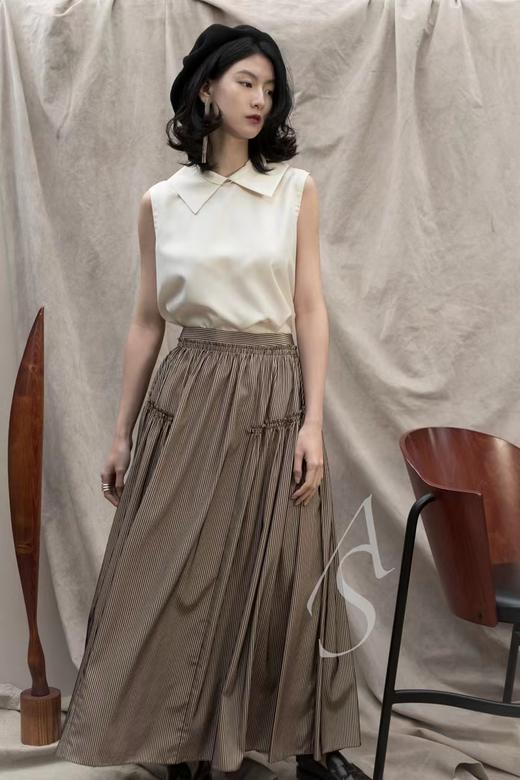 Ashlyn 铜金色grace条纹丝绒抽褶半裙 商品图9