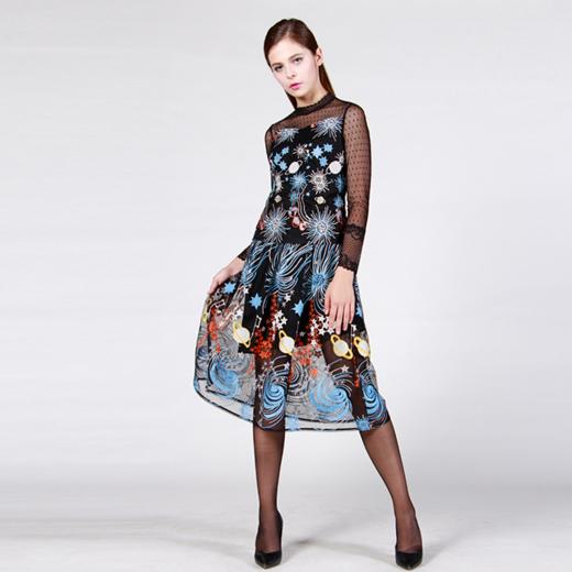 【伯妮斯茵】3S6301--3D立体刺绣连衣裙--星夜--《燃烧的灵魂》 商品图0