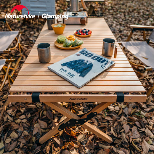 Naturehike挪客星简蛋卷桌户外实木蛋卷桌便携式折叠桌野外露营野营野餐桌子 商品图1