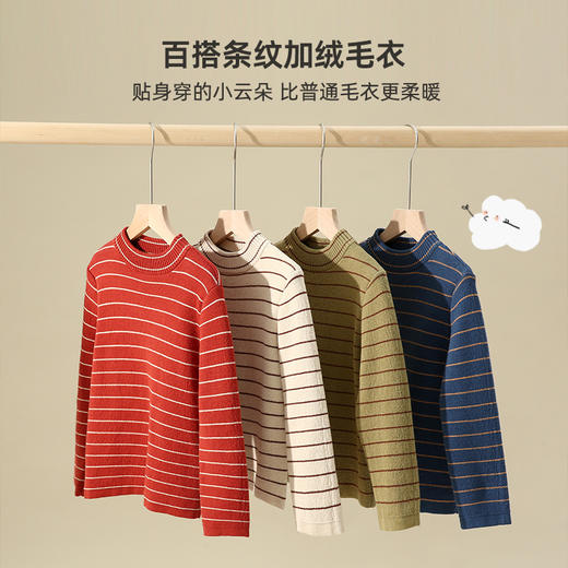 【内里仿貂纱线】百搭条纹加绒毛衣PDMY2239 商品图2