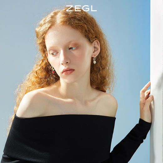 ZEGL黑色玫瑰花耳环女小众设计感高级耳钉925银针复古赫本风耳饰 商品图4