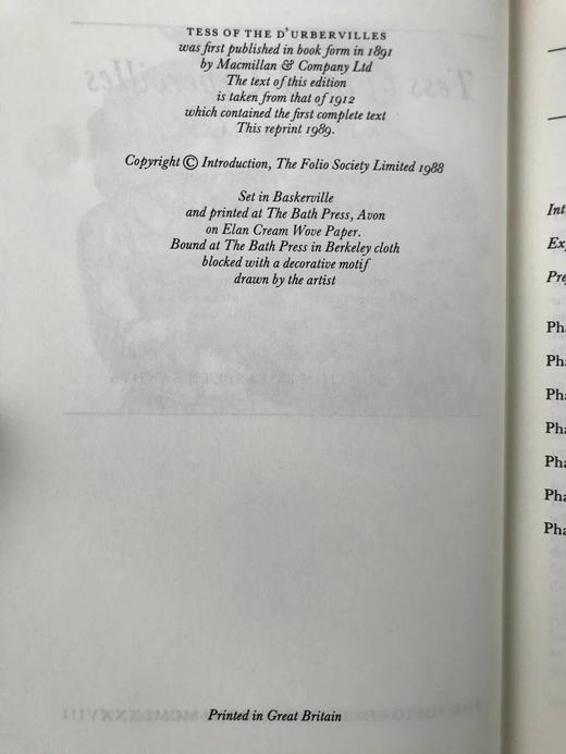 托马斯·哈代《德伯家的苔丝》（1989） 数十幅木版画插图 精装18开带书匣 商品图4