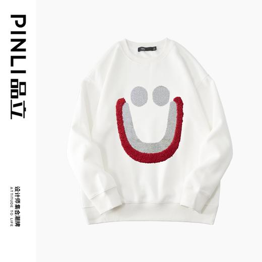 PINLI品立秋季新款男士圆领烫钻笑脸休闲套头卫衣BG223309036 商品图1