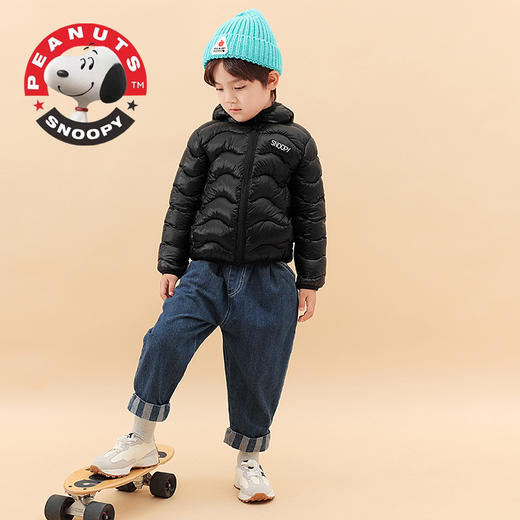 JX-外套 史努比儿童棉衣轻薄款2022新款秋冬装男女童连帽短款轻薄休闲外套 商品图3