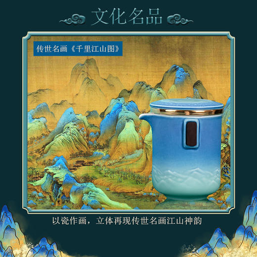 传世名画立体浮雕窑变茶具《江山茶具》千里江山图以瓷作画|跃然杯上 商品图4