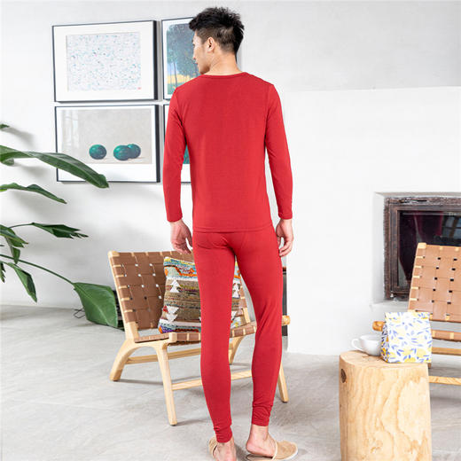 【舒肤棉套装】爱帝男士秋衣秋裤套装本命年红内衣 商品图3