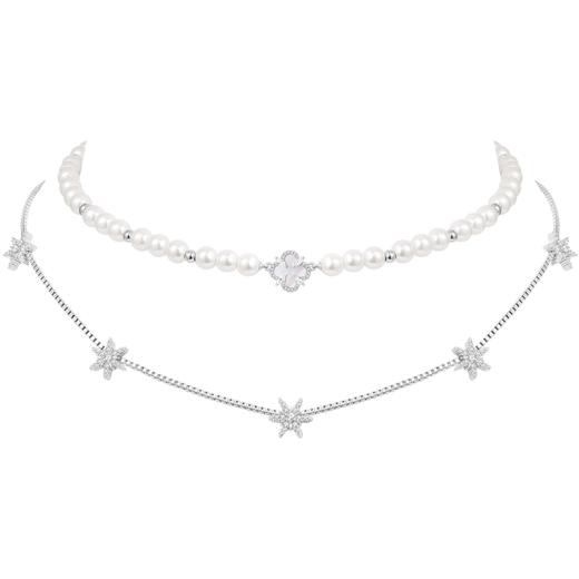 ZEGL设计师巴洛克人造珍珠叠戴项链女生轻奢小众高级感雪花锁骨链 商品图7