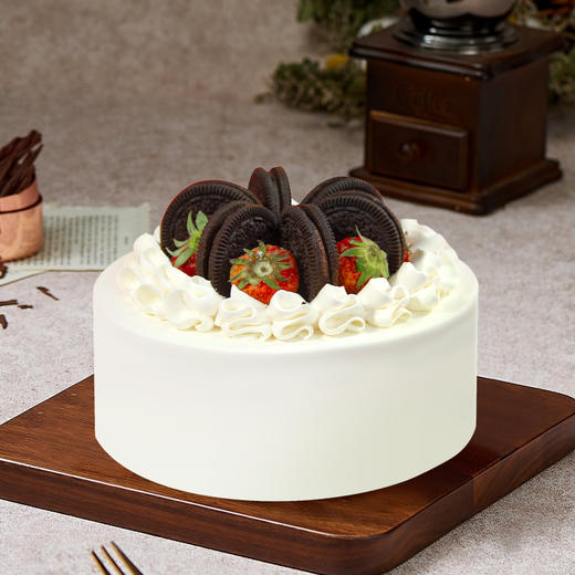 （咸味）奶油【冬の日落】- 新鲜水果+焦糖脆脆夹心，奥利奥夹草莓装饰表面 商品图0