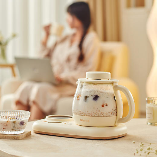 【小程序】小熊养生壶 YSH-D08D3 米黄色 壶盖+玻璃壶身+底座+陶瓷杯 商品图4