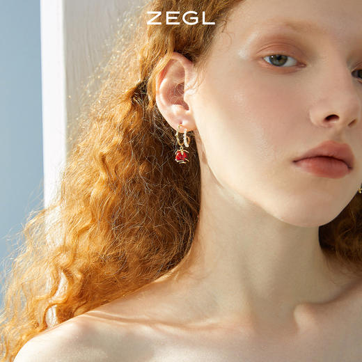 ZEGL黑色玫瑰花耳环女小众设计感高级耳钉925银针复古赫本风耳饰 商品图1