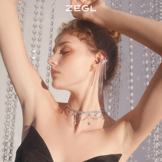 ZEGL设计师项链女轻奢小众耳环小众设计感耳骨夹耳饰锁骨颈链套装 商品图3