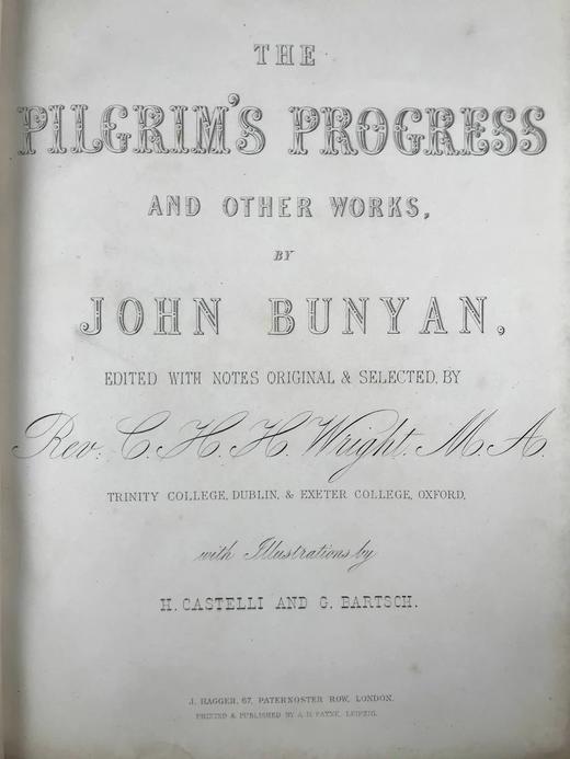 约19世纪后期 班扬《天路历程》 数十幅彩色与大量黑白插图 真皮精装大16开 商品图4