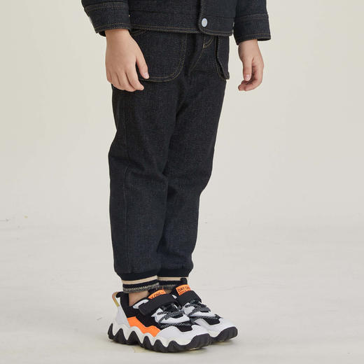 谜底童装22冬季新款洗水工艺牛仔裤大口袋简洁黑色长裤B1DKK0604 商品图1