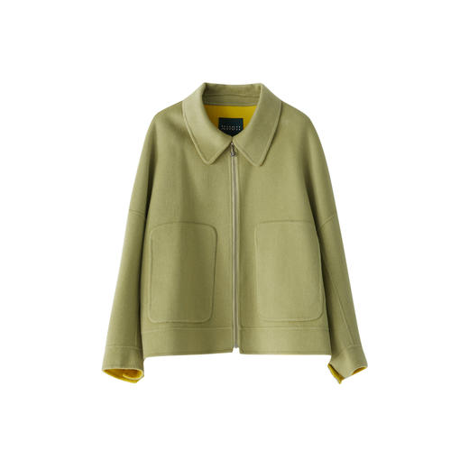 谜底2022冬款纯色羊毛呢外套女翻领简约时尚双面呢大衣224GD1563 商品图4