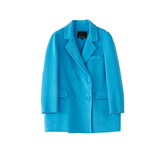 谜底2022冬新款中长款毛呢大衣女双排扣西装领时尚呢子224MD1619 商品图4