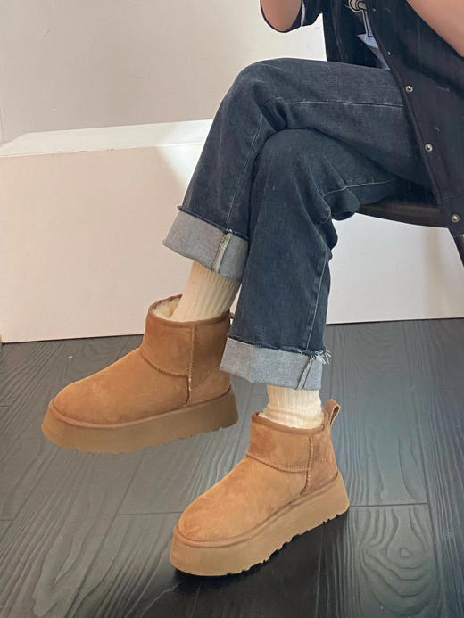 【女款】河南桑坡周冬雨mini厚底1.5cm/3cm /5cm羊皮毛一体雪地靴 商品图11