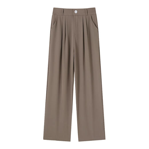 【高腰显瘦 宽松西装阔腿裤！】卡其西装阔腿裤韩系裤子女秋冬拖地裤加绒休闲裤女裤网文面料 商品图4