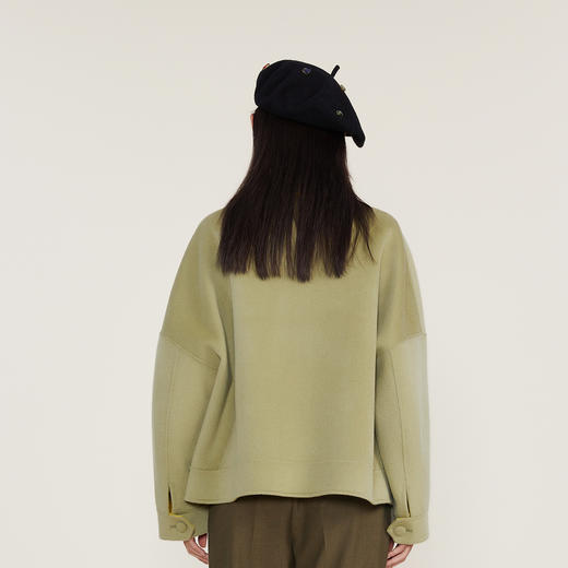 谜底2022冬款纯色羊毛呢外套女翻领简约时尚双面呢大衣224GD1563 商品图2